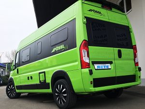 Wohnwagen Wohnmobil Reisemobil mit Folie bekleben Freiburg Rückseite